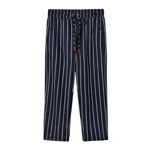 Easy-Going Pants (Navy Jacquard Stripe)