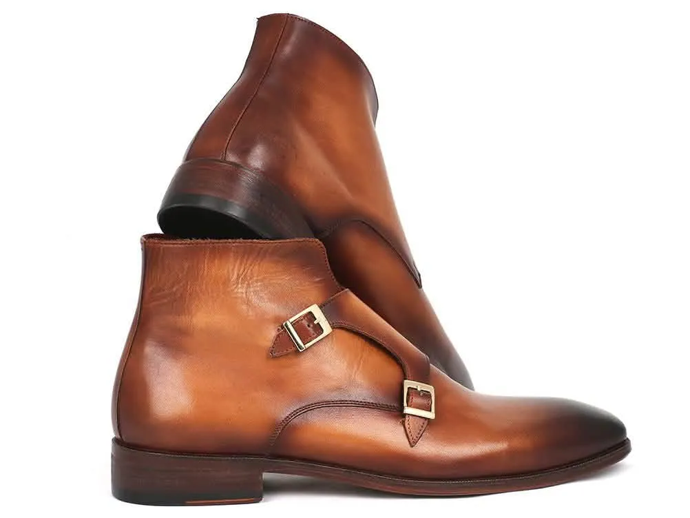 Elegant Handcrafted Rich Brown Double Monkstrap Boots by Paul Parkman