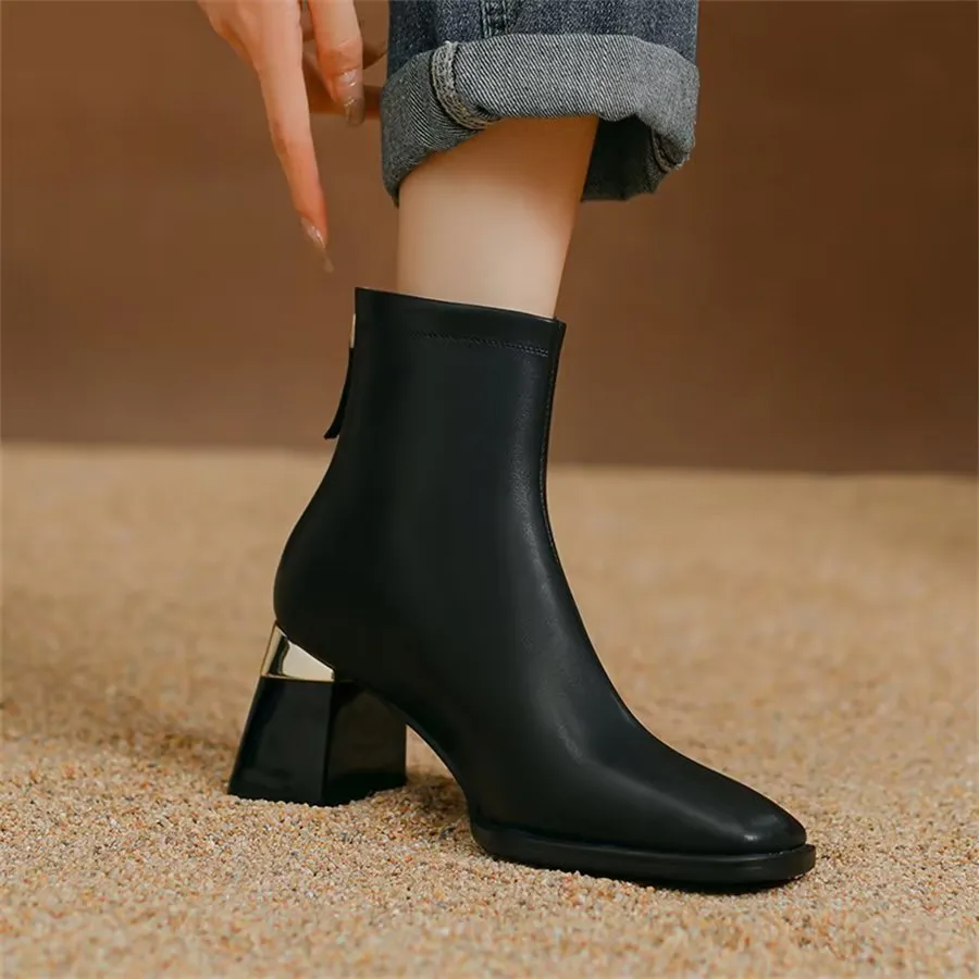 Elegant Zipper Pointed Toe Buckled High Heel Boots