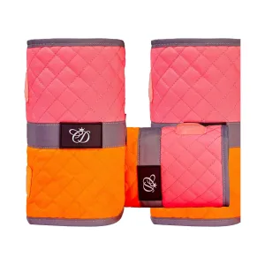 Equisafety Multi Coloured Hi Vis Leg Boots - PINK/ORANGE