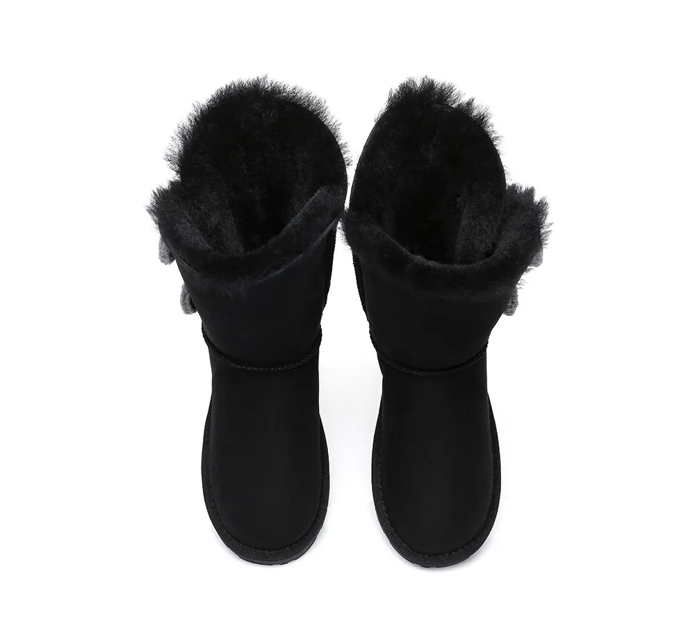 EVERAU® UGG Boots Women Sheepskin Wool Twin Button Short Espina