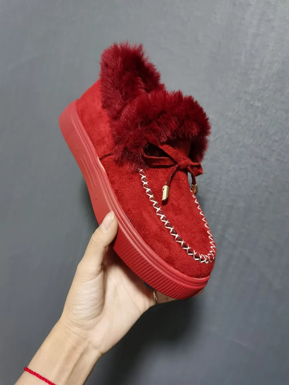 Flat-bottomed furry snow boots cotton shoes