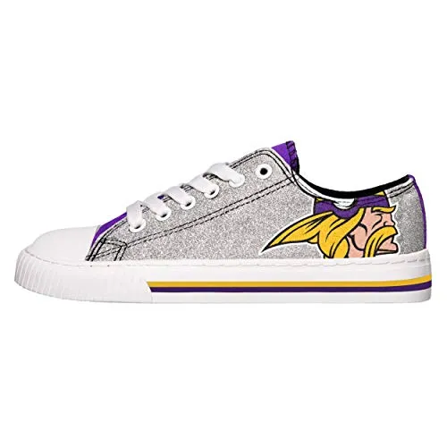 FOCO Minnesota Vikings NFL Womens Glitter Low Top Canvas Shoes - 10