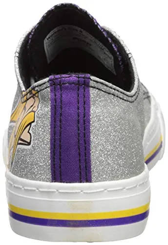 FOCO Minnesota Vikings NFL Womens Glitter Low Top Canvas Shoes - 10