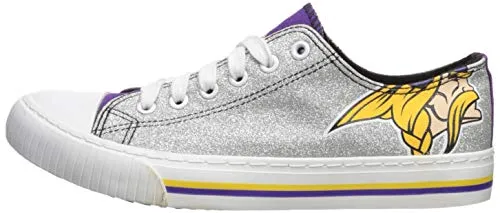 FOCO Minnesota Vikings NFL Womens Glitter Low Top Canvas Shoes - 10