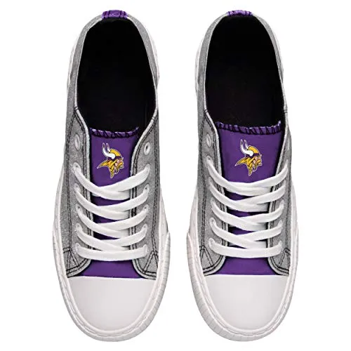 FOCO Minnesota Vikings NFL Womens Glitter Low Top Canvas Shoes - 10