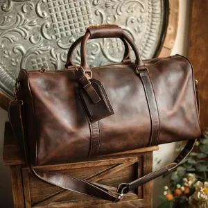 Full Grain Leather Duffle Bag Leather Weekender Bag Leather Holdall Overnight Bag For Men