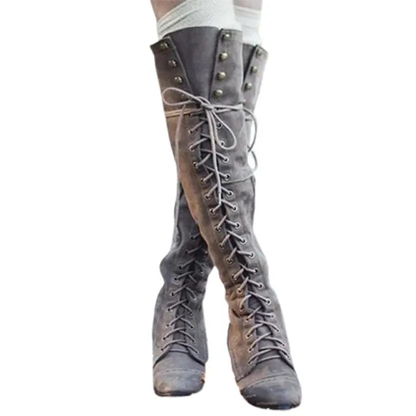 Funki Buys | Boots | Women's Knee High Retro Steampunk Boot