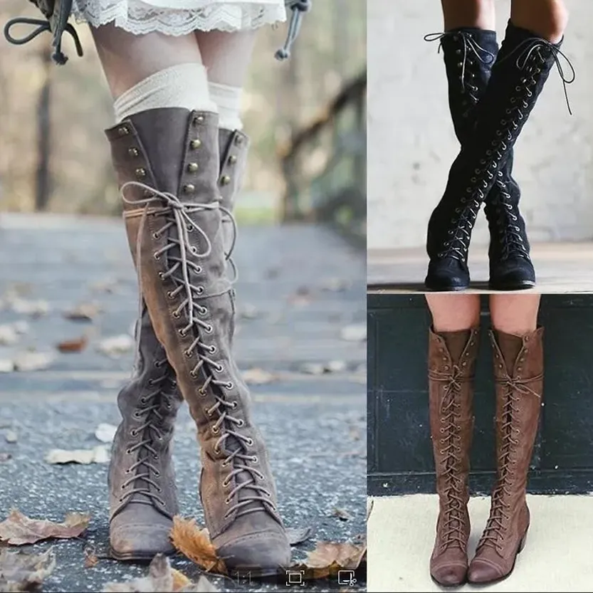 Funki Buys | Boots | Women's Knee High Retro Steampunk Boot