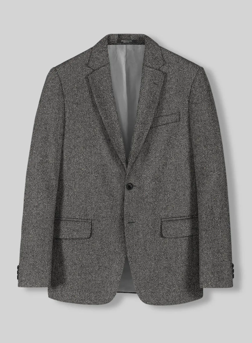 Gray Herringbone Flecks Donegal Tweed Jacket