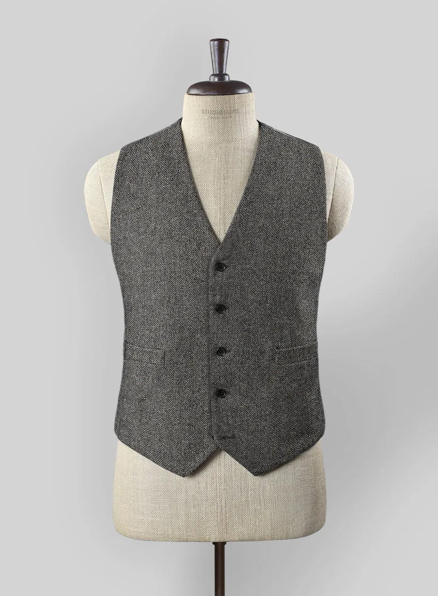 Gray Herringbone Flecks Donegal Tweed Waist Coat