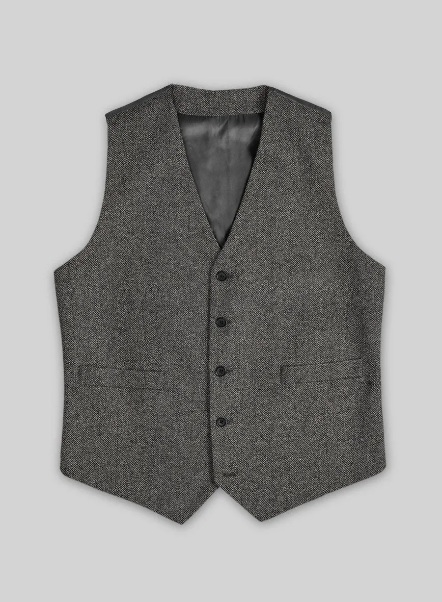 Gray Herringbone Flecks Donegal Tweed Waist Coat