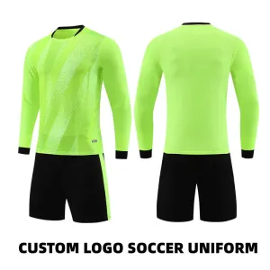 Green Custom Long Sleeves Soccer Jersey With Logo No Minimun