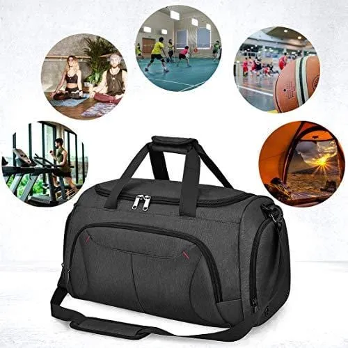 Gym Duffle Bag Waterproof Large Sports Bags Travel Duffel Bags with Shoes Compartment Weekender Overnight Bag Men Women 40L Black