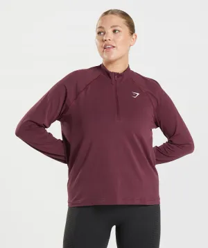 Gymshark Vital Seamless 2.0 1/2 Zip Pullover - Baked Maroon Marl