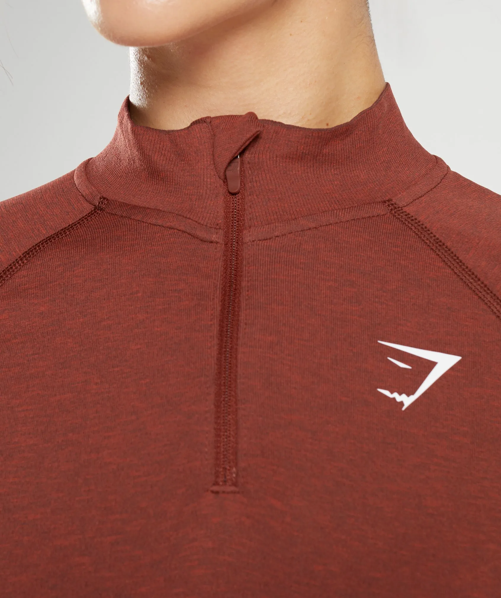 Gymshark Vital Seamless 2.0 1/4 Zip Pullover - Brick Red Marl