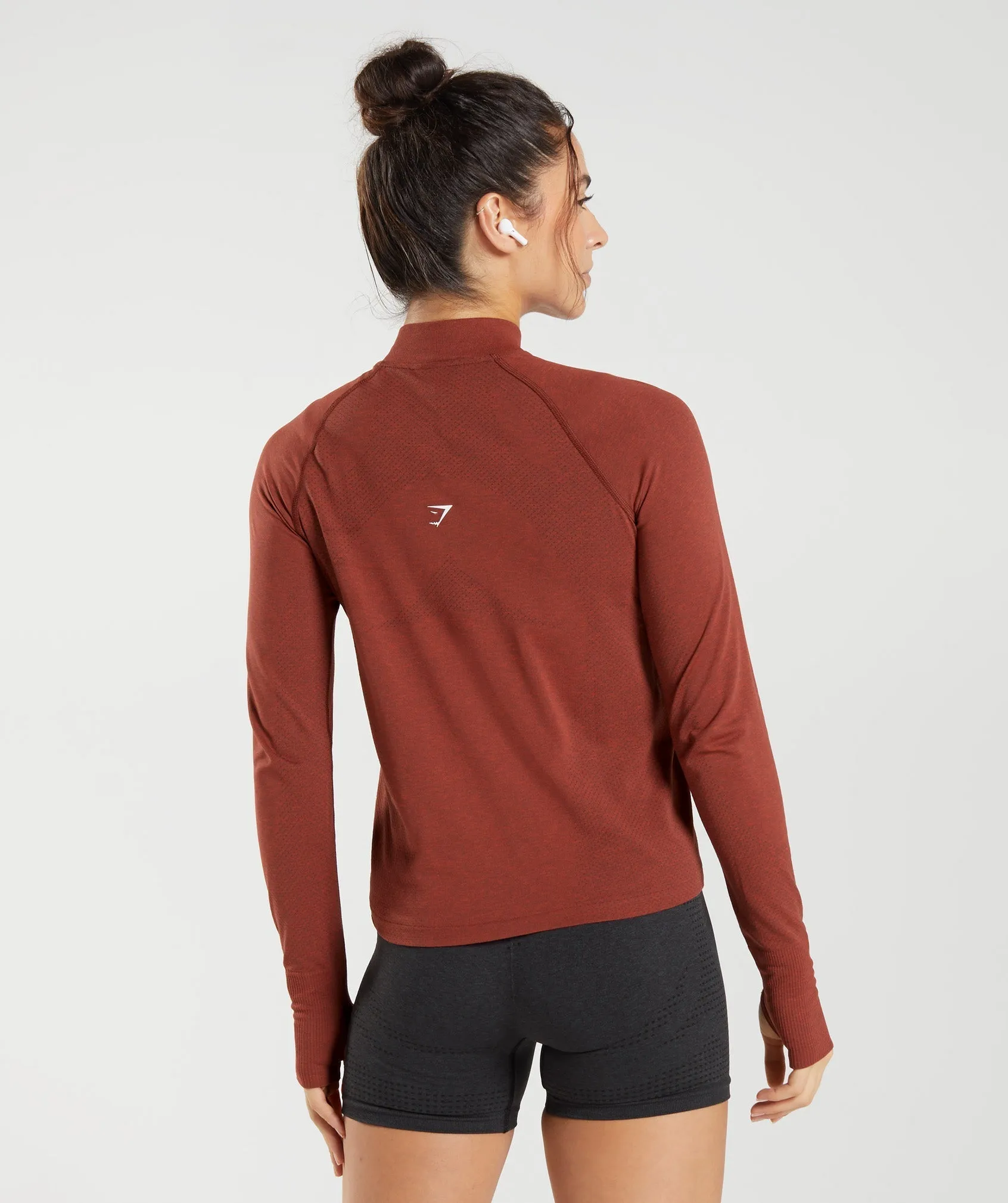 Gymshark Vital Seamless 2.0 1/4 Zip Pullover - Brick Red Marl