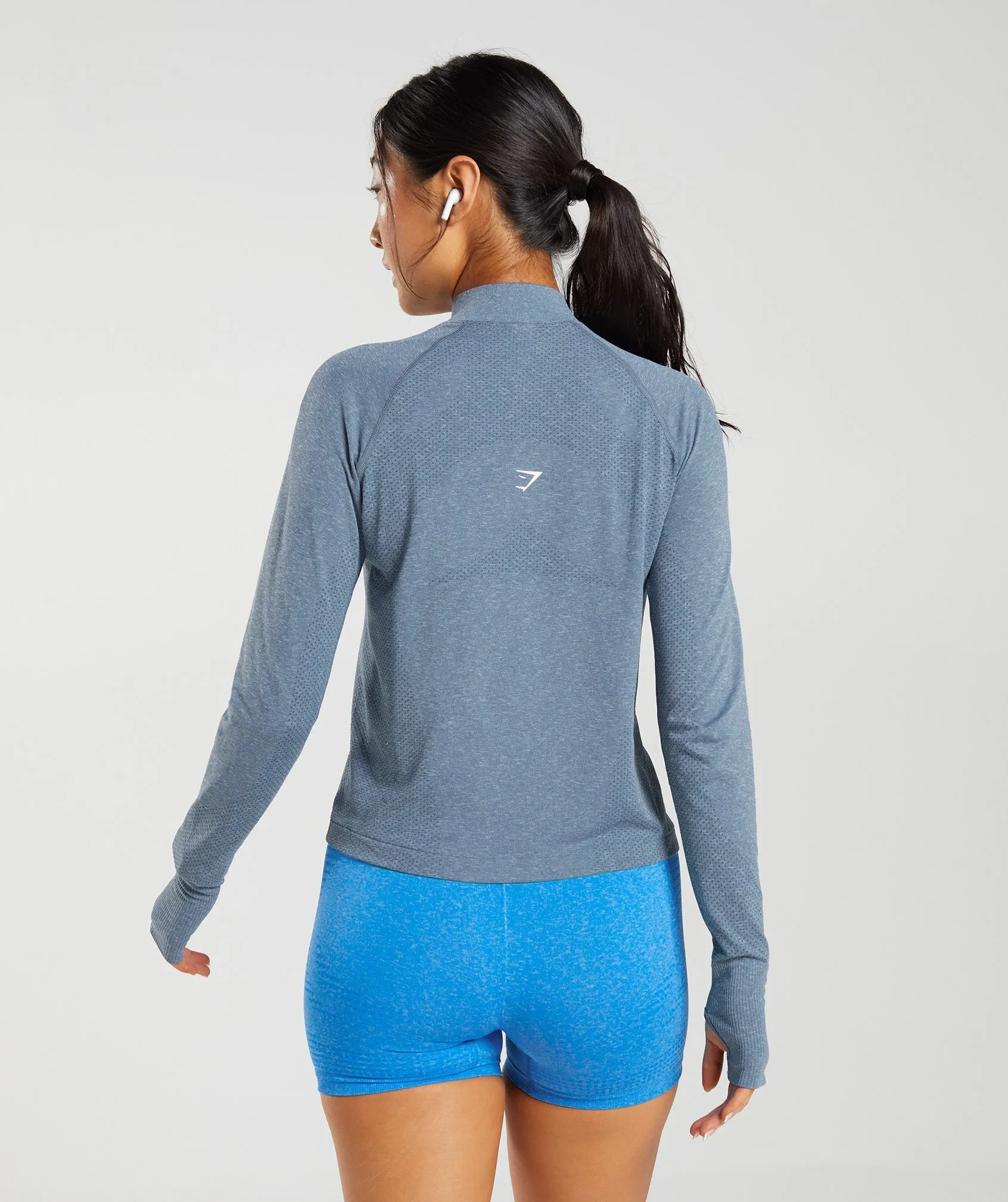 Gymshark Vital Seamless 2.0 1/4 Zip Pullover - Evening Blue Marl