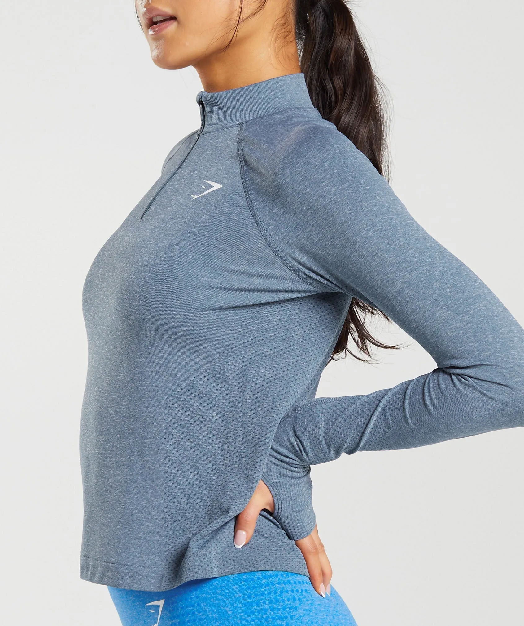 Gymshark Vital Seamless 2.0 1/4 Zip Pullover - Evening Blue Marl