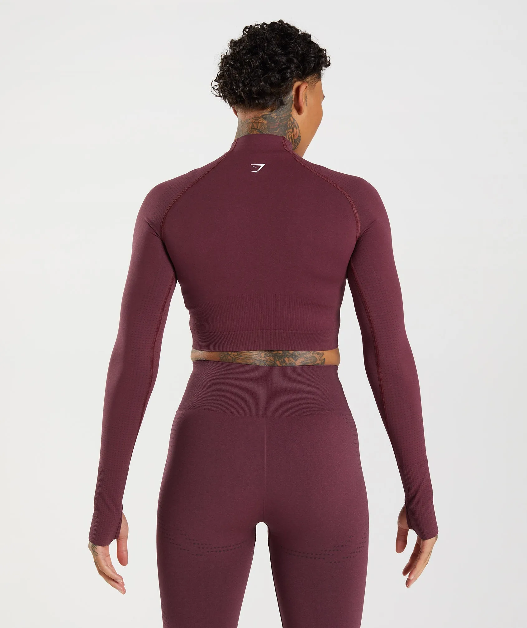 Gymshark Vital Seamless 2.0 High Neck Midi Top - Baked Maroon Marl