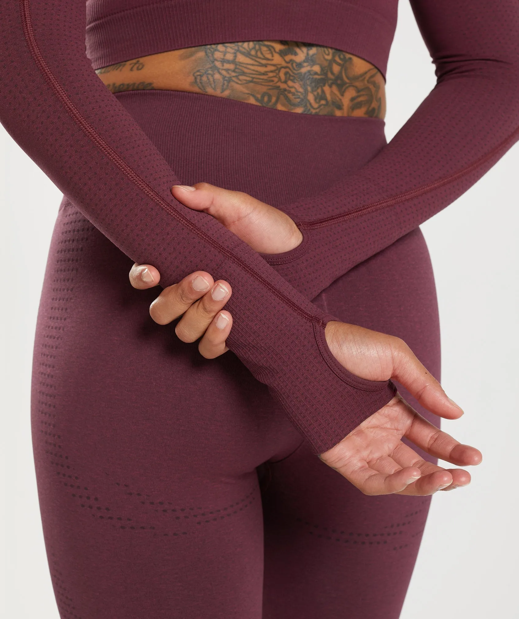 Gymshark Vital Seamless 2.0 High Neck Midi Top - Baked Maroon Marl