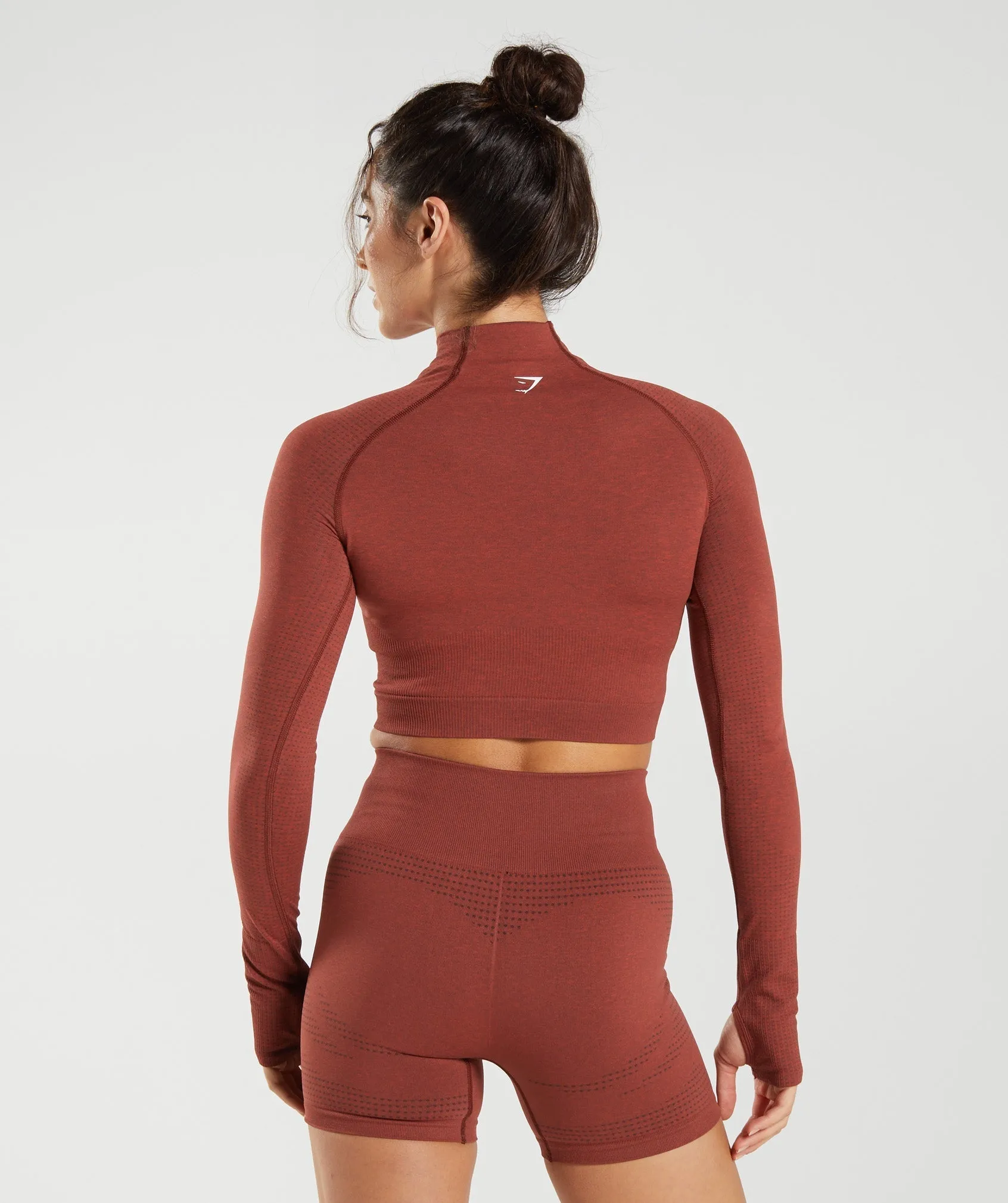 Gymshark Vital Seamless 2.0 High Neck Midi Top - Brick Red