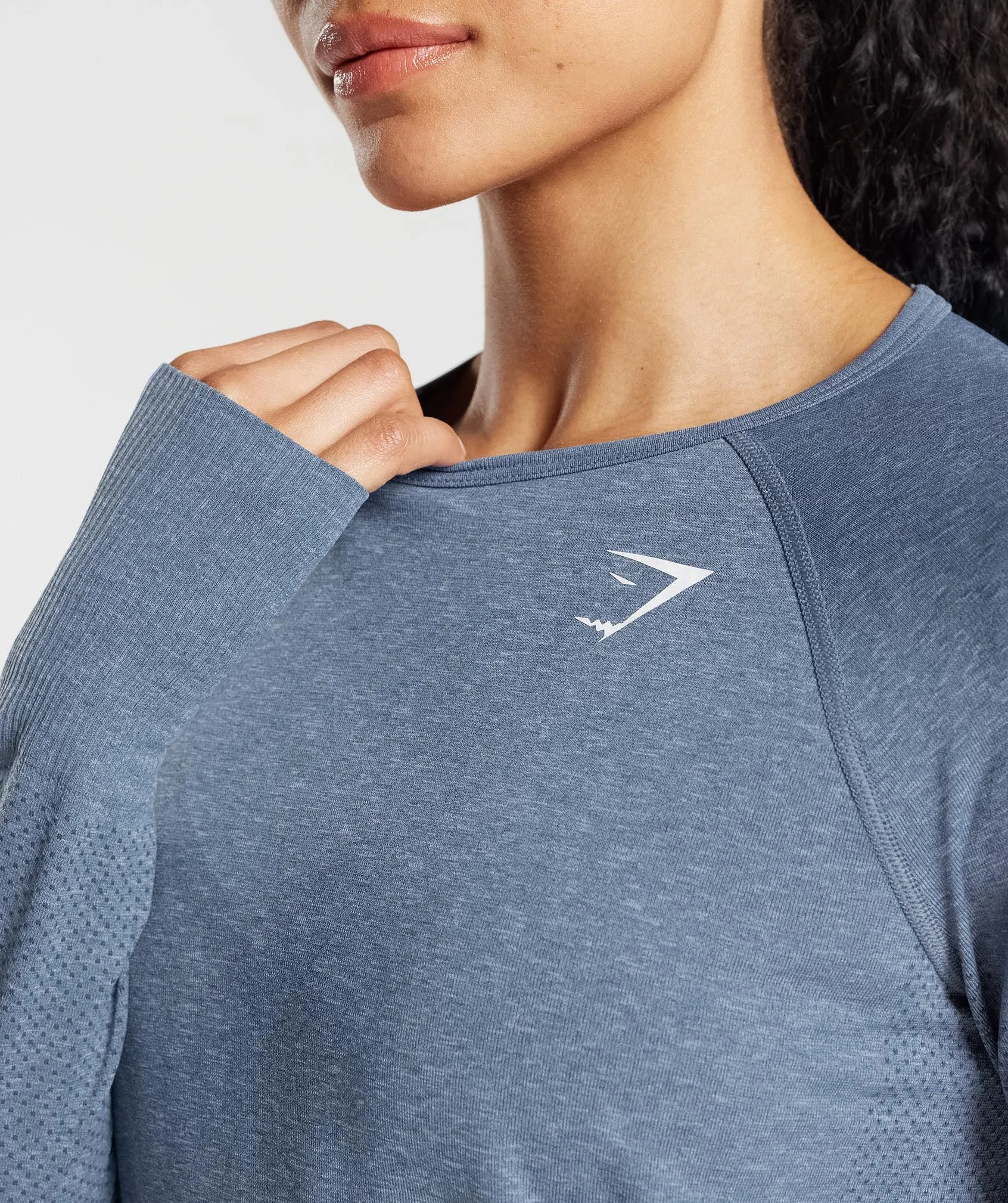 Gymshark Vital Seamless 2.0 Light Long Sleeve Top - Evening Blue Marl