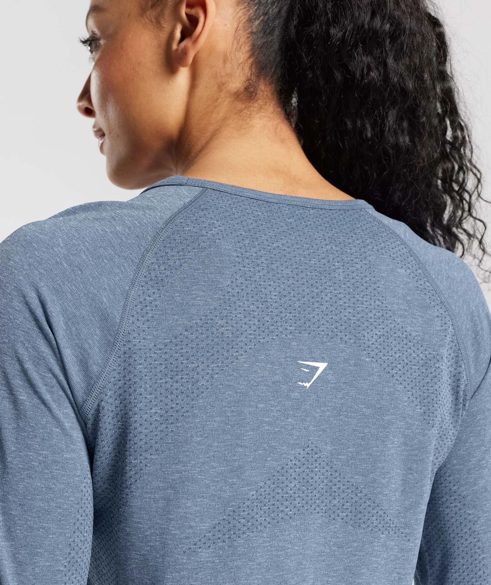 Gymshark Vital Seamless 2.0 Light Long Sleeve Top - Evening Blue Marl