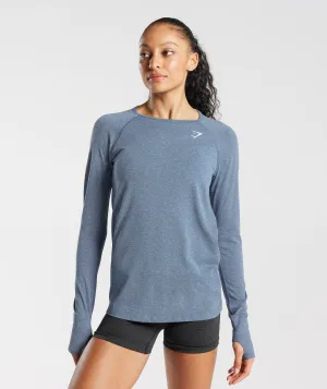 Gymshark Vital Seamless 2.0 Light Long Sleeve Top - Evening Blue Marl