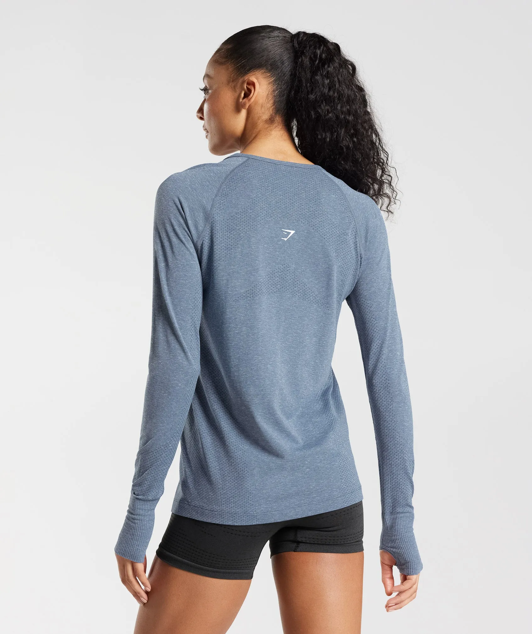 Gymshark Vital Seamless 2.0 Light Long Sleeve Top - Evening Blue Marl