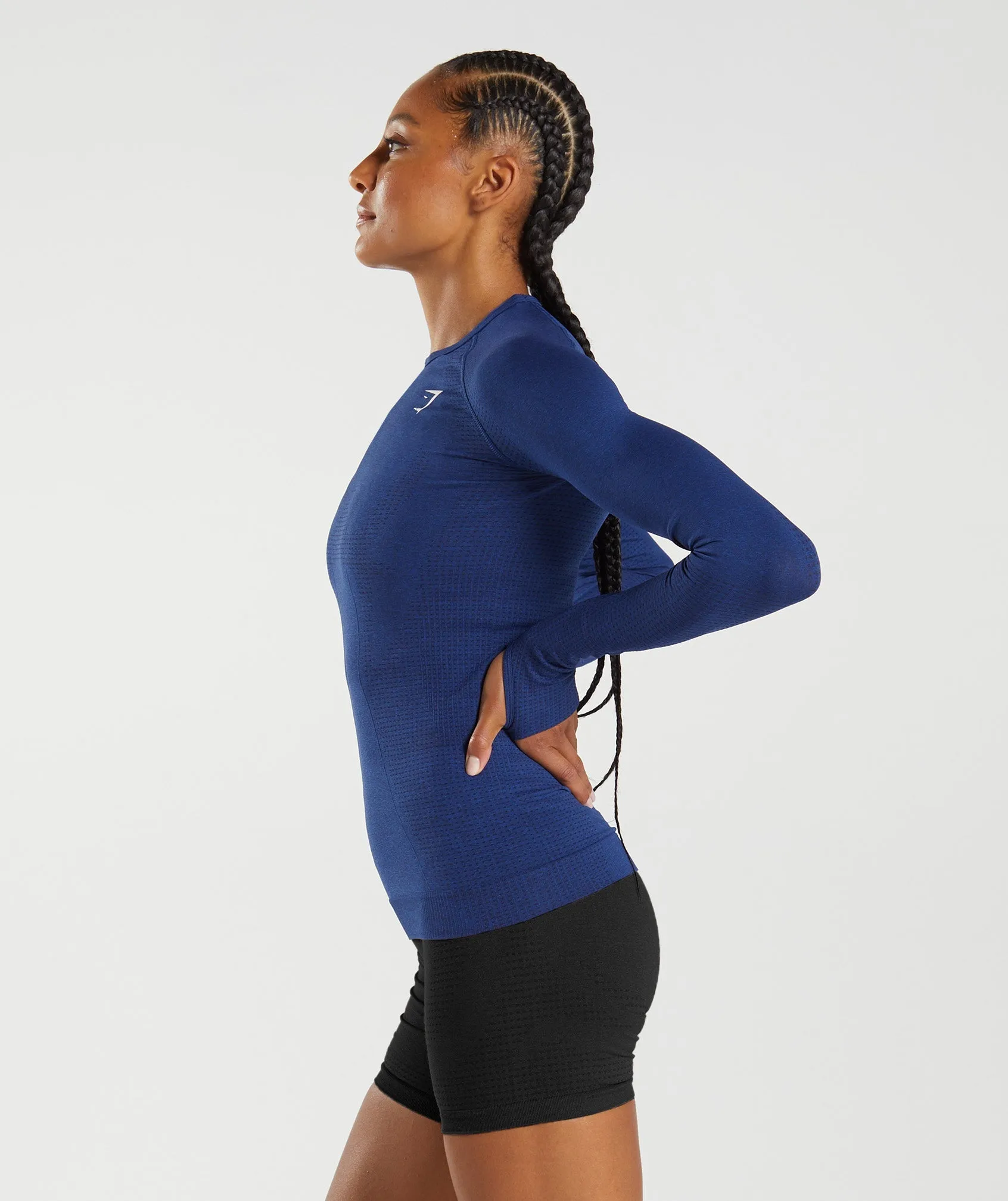 Gymshark Vital Seamless 2.0 Long Sleeve Top - Stellar Blue Marl