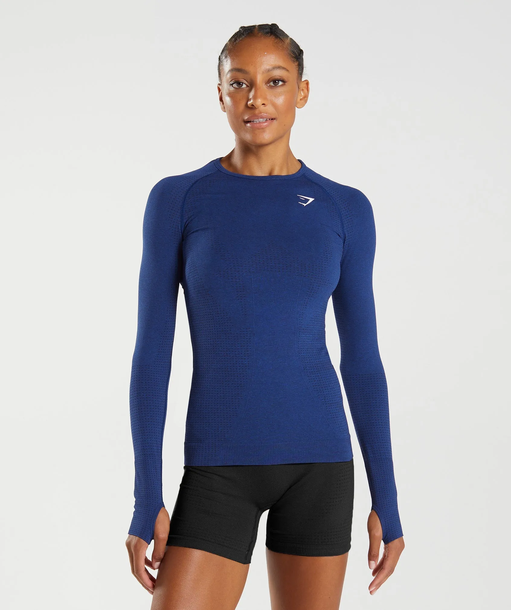 Gymshark Vital Seamless 2.0 Long Sleeve Top - Stellar Blue Marl