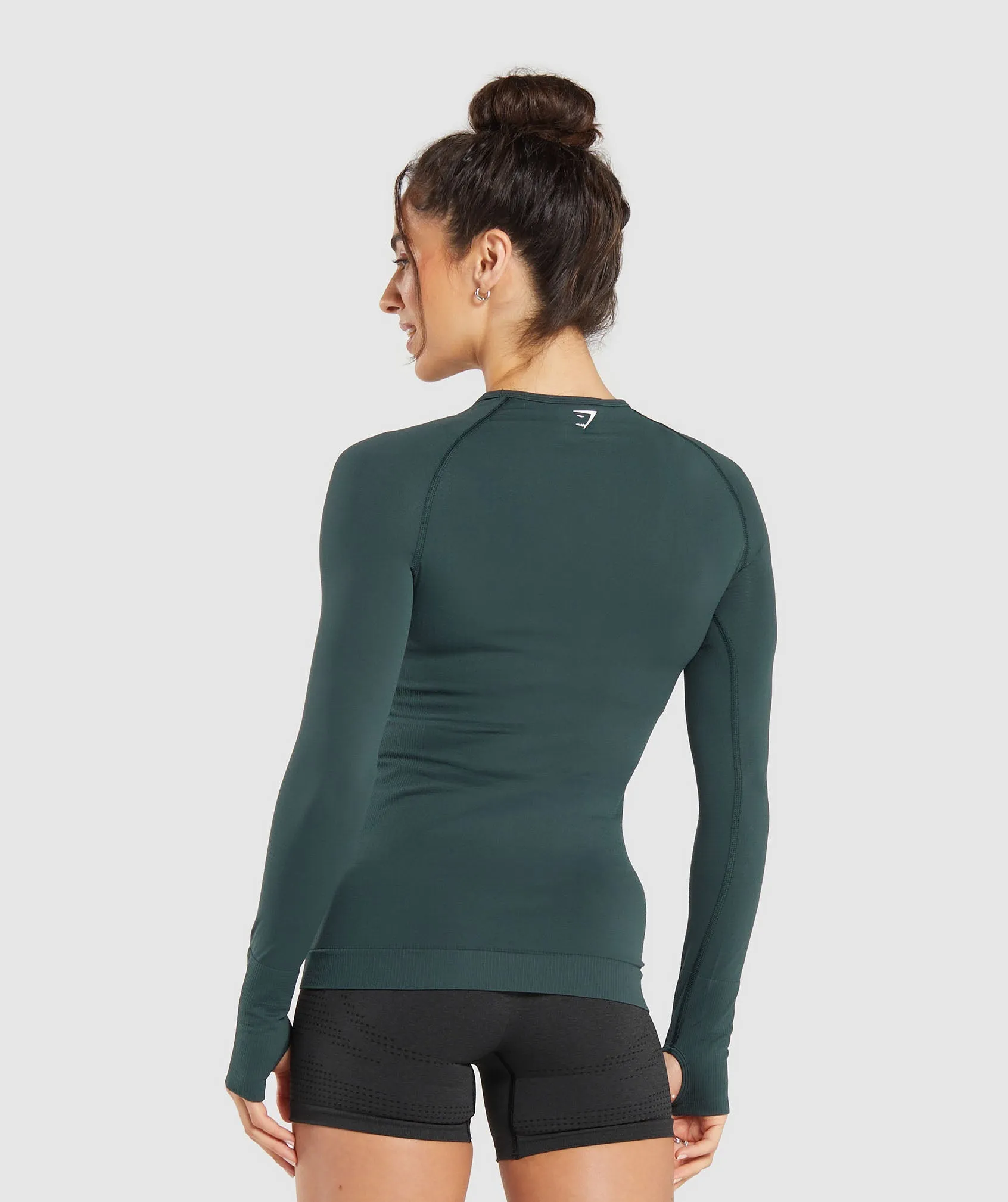 Gymshark Vital Seamless 2.0 Long Sleeve Top - Woodland Green Marl