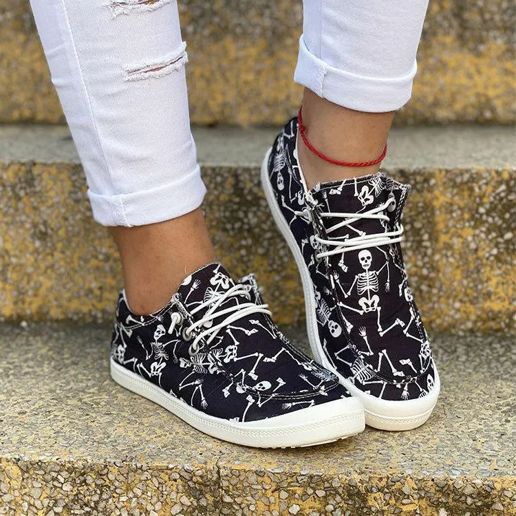 Halloween Round Toe Front Lace-up Sneakers