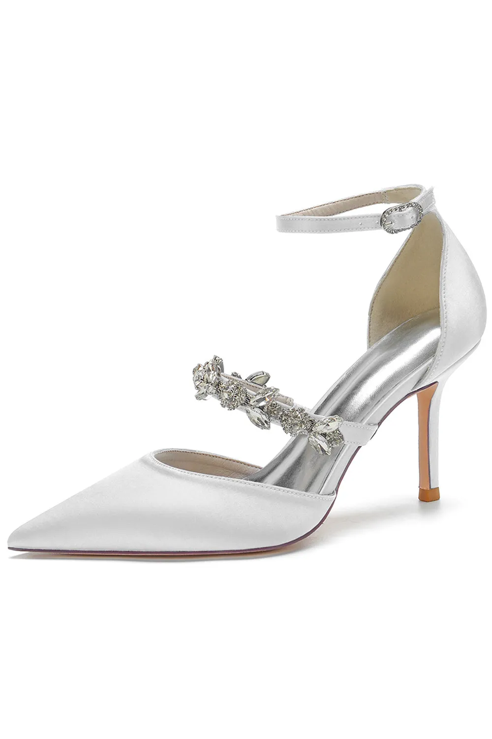 Ivory Rhinestone Pointed High Heels