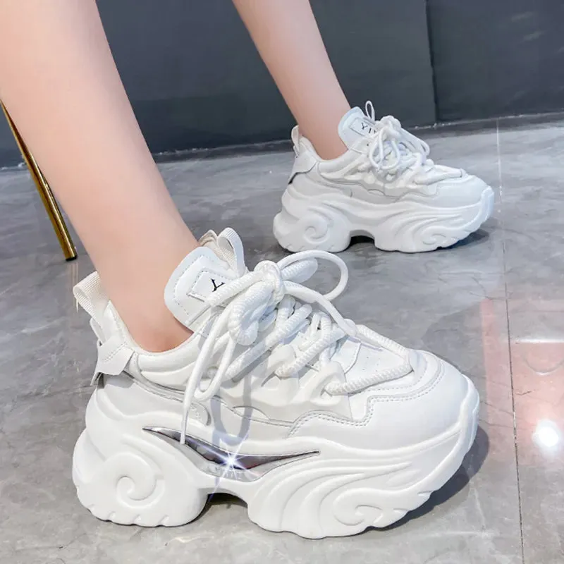 Joskaa 2024 New Plain White Platform Sneakers