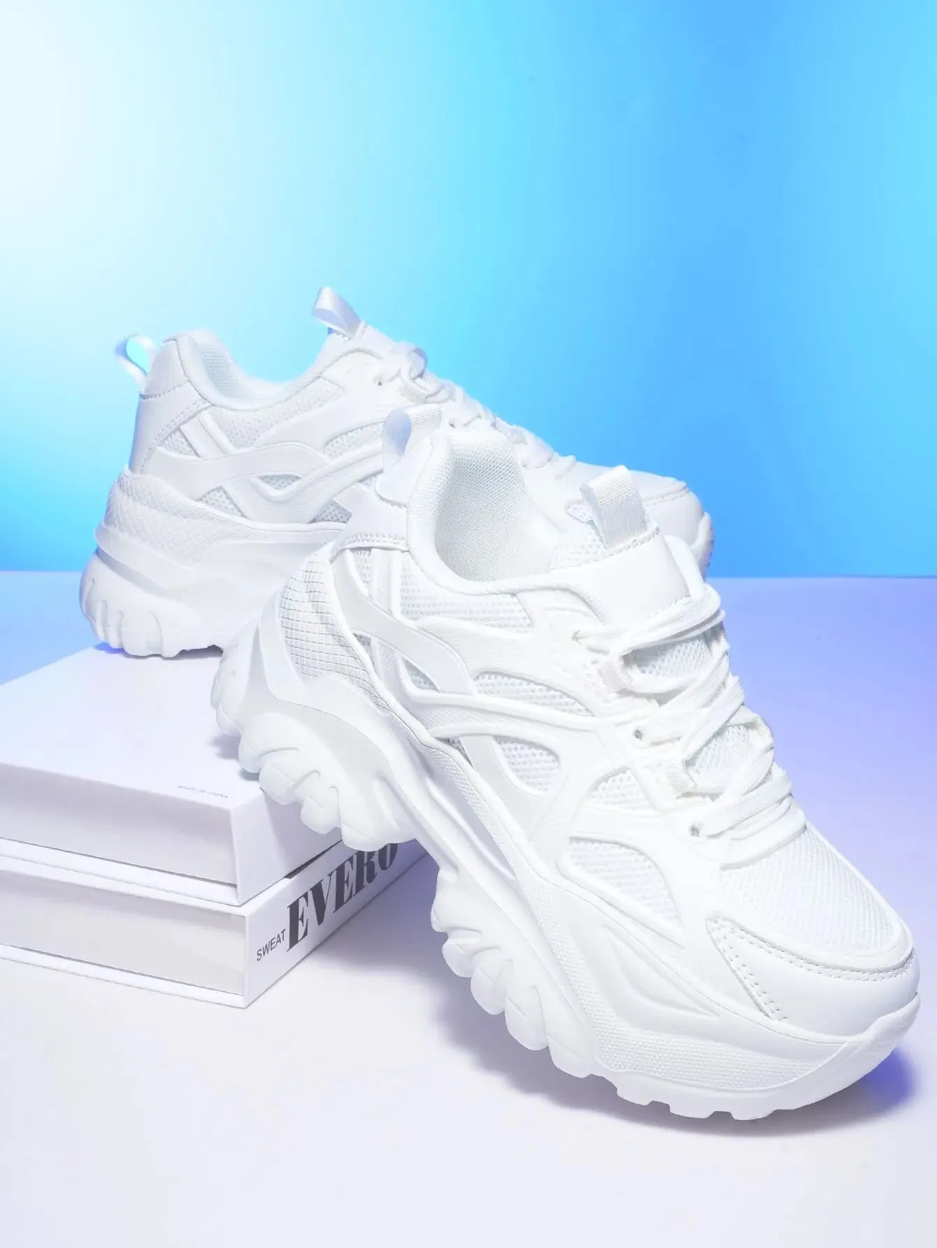 Joskaa 2024 New Plain White Platform Sneakers