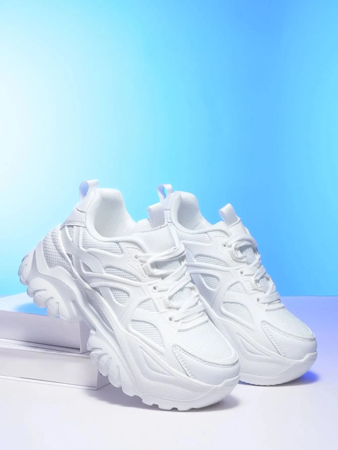 Joskaa 2024 New Plain White Platform Sneakers