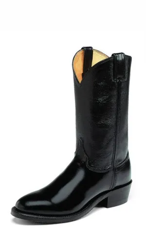 Justin Men's (3040) Western Collection 12" Black Leather Pull-On Round Toe Trooper Boots