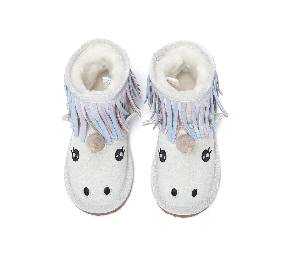 Kid Sheepskin Wool Boots Unicorn Kids Plus