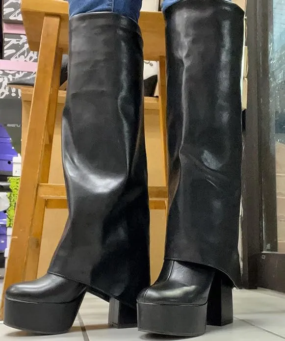 Knee High Fold Over Boots Roy-2 Liliana