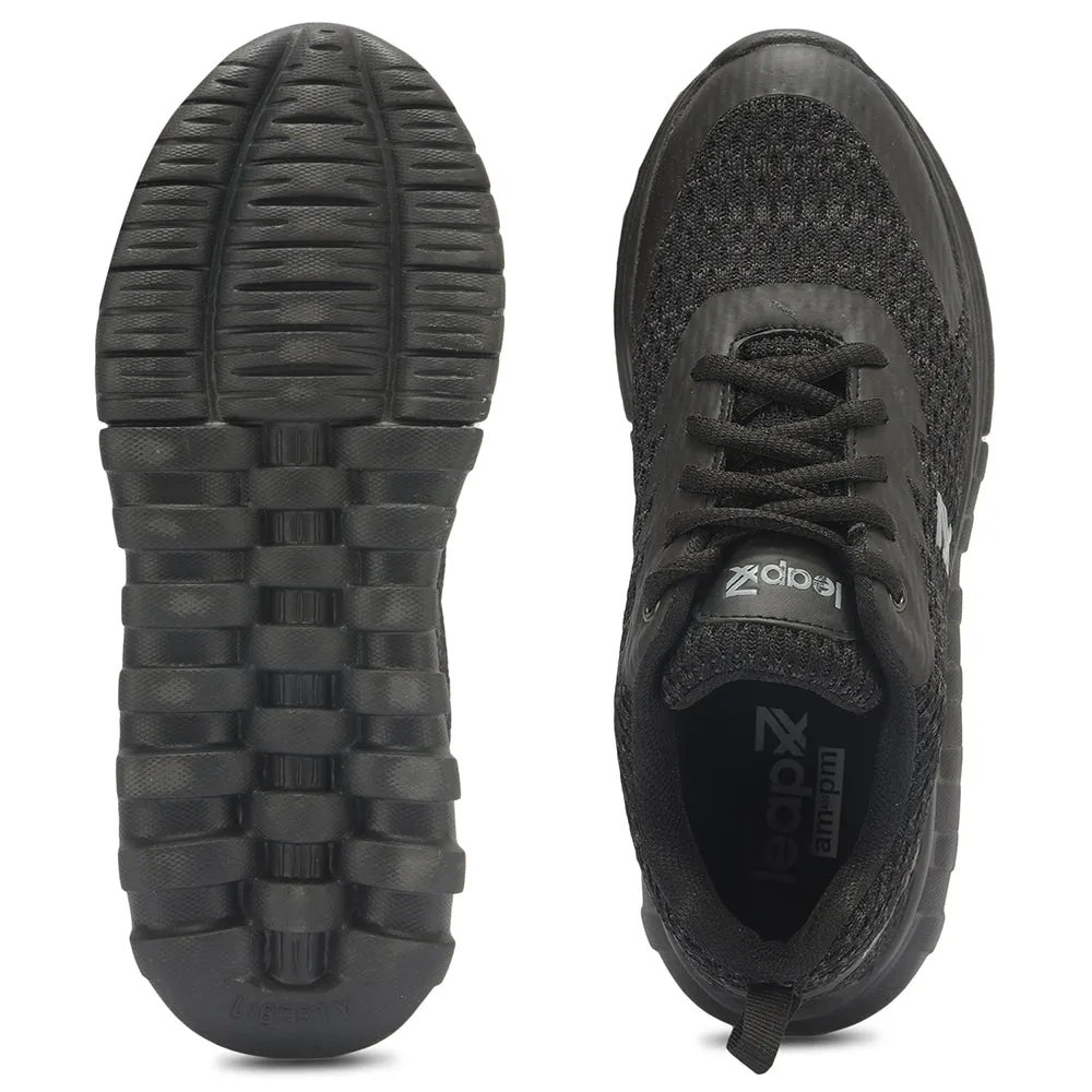 Leap7x By Liberty Kids RIDER-15EL Black Sports Lacing Shoes