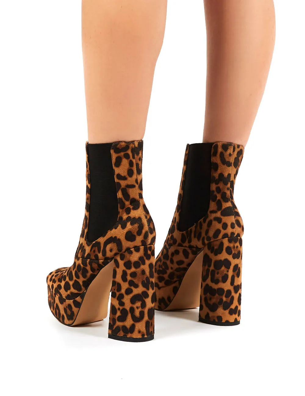 Lexie Leopard Print Faux Suede Platform Ankle Boot