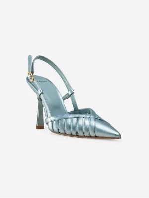 Lila Vegan Apple Leather Slingback Heels | Iridescent Blue