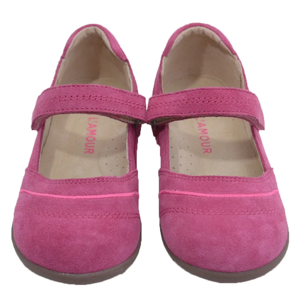 Little Girls Fuchsia Sporty Nubuck Leather Mary Jane Shoes 5-10 Toddler