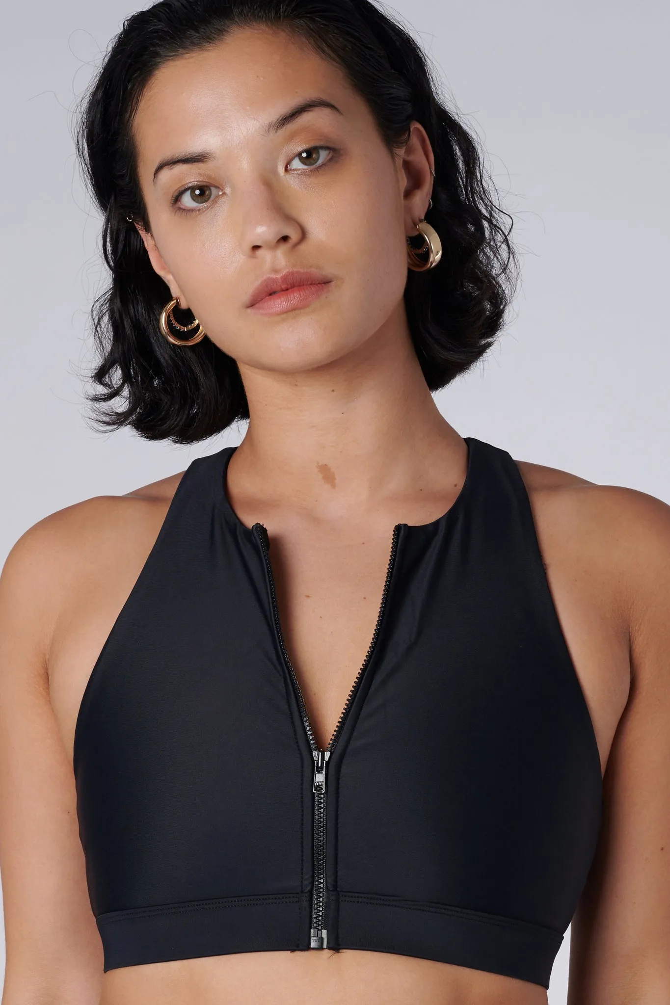 Liv Front Zip Sports Bra | Recycled Nylon | Black