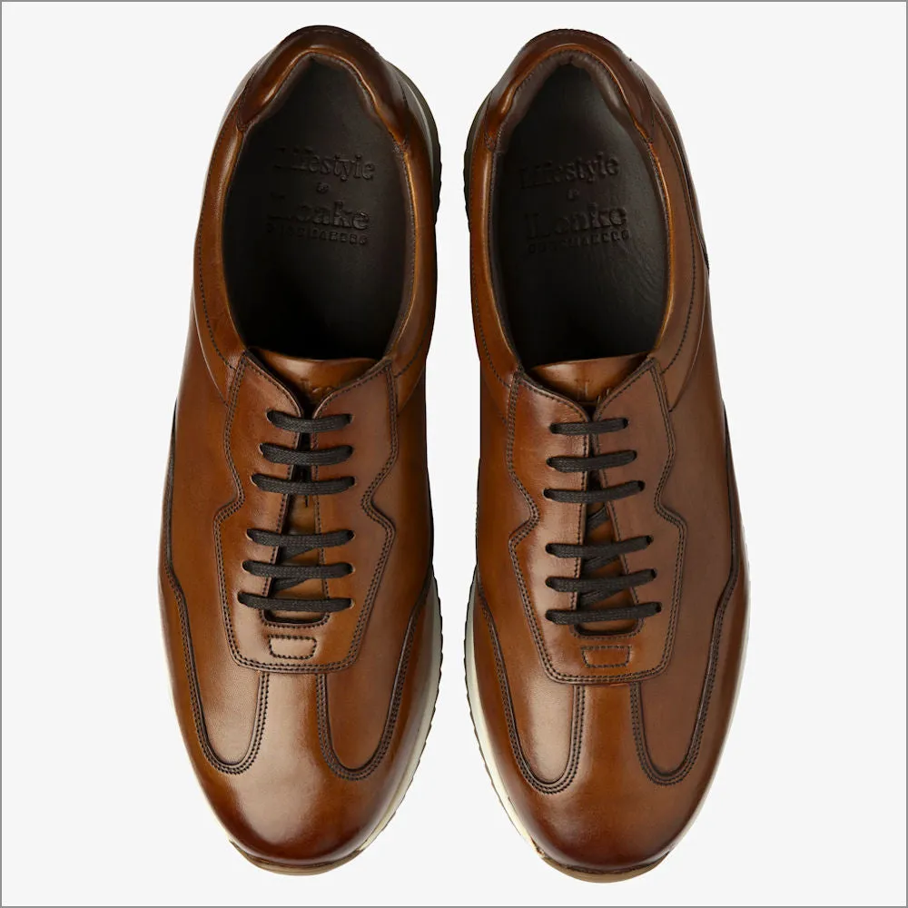 Loake Linford Chestnut Brown Leather Trainer--