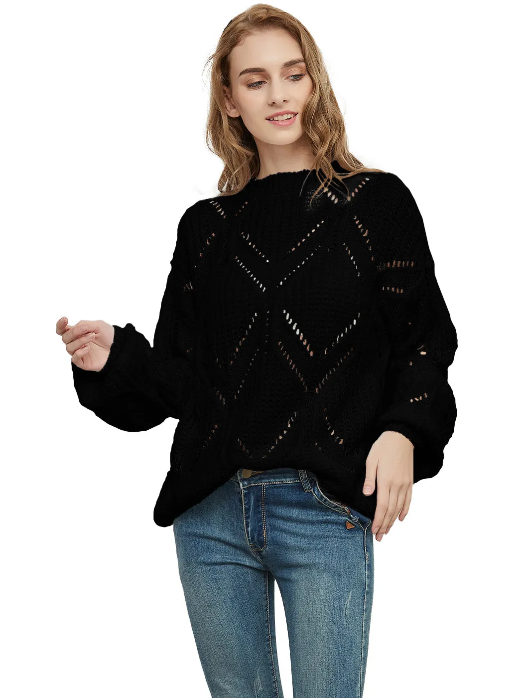 Long Sleeve Patterned Pullover Sweater