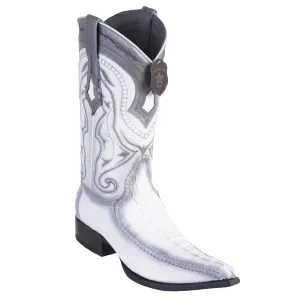 Los Altos Boots Caiman Tail 3x Toe Stitched Boots - White