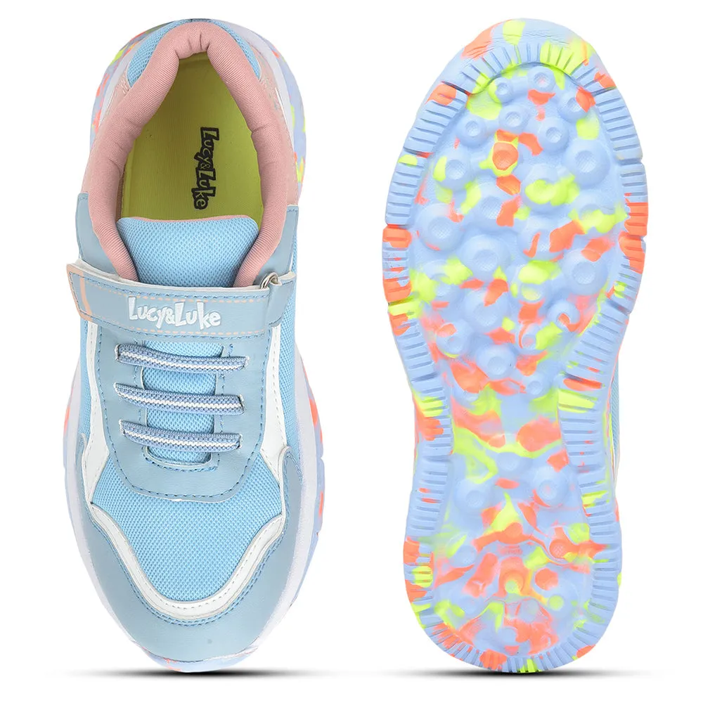 Lucy & Luke (Sky Blue) Sports Non Lacing Shoes For Kids JAMIE-126E By Liberty